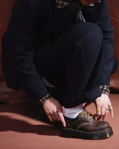 Originals|Bestsellers>Dr. Martens 8053 Arc Crazy Horse Leather Platform Casual Shoes Dark Brown — Crazy Horse