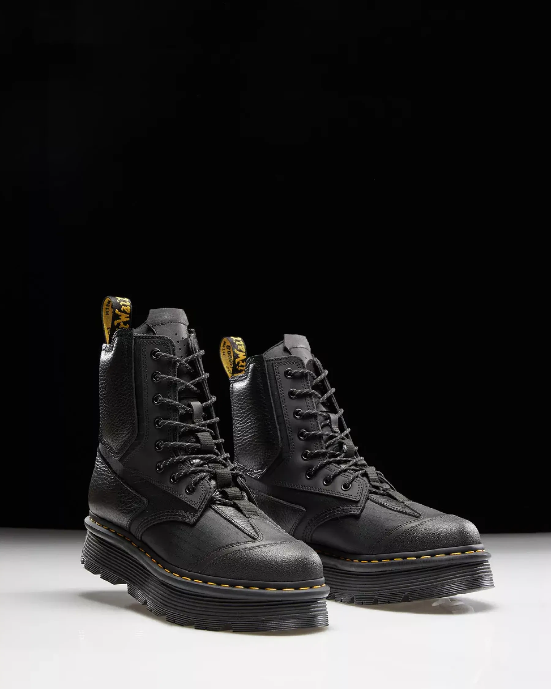Originals|Platform Boots>Dr. Martens 1460 Beta Zebzag Platform Boots Black — Lunar+Sorento+Hub Ripstop