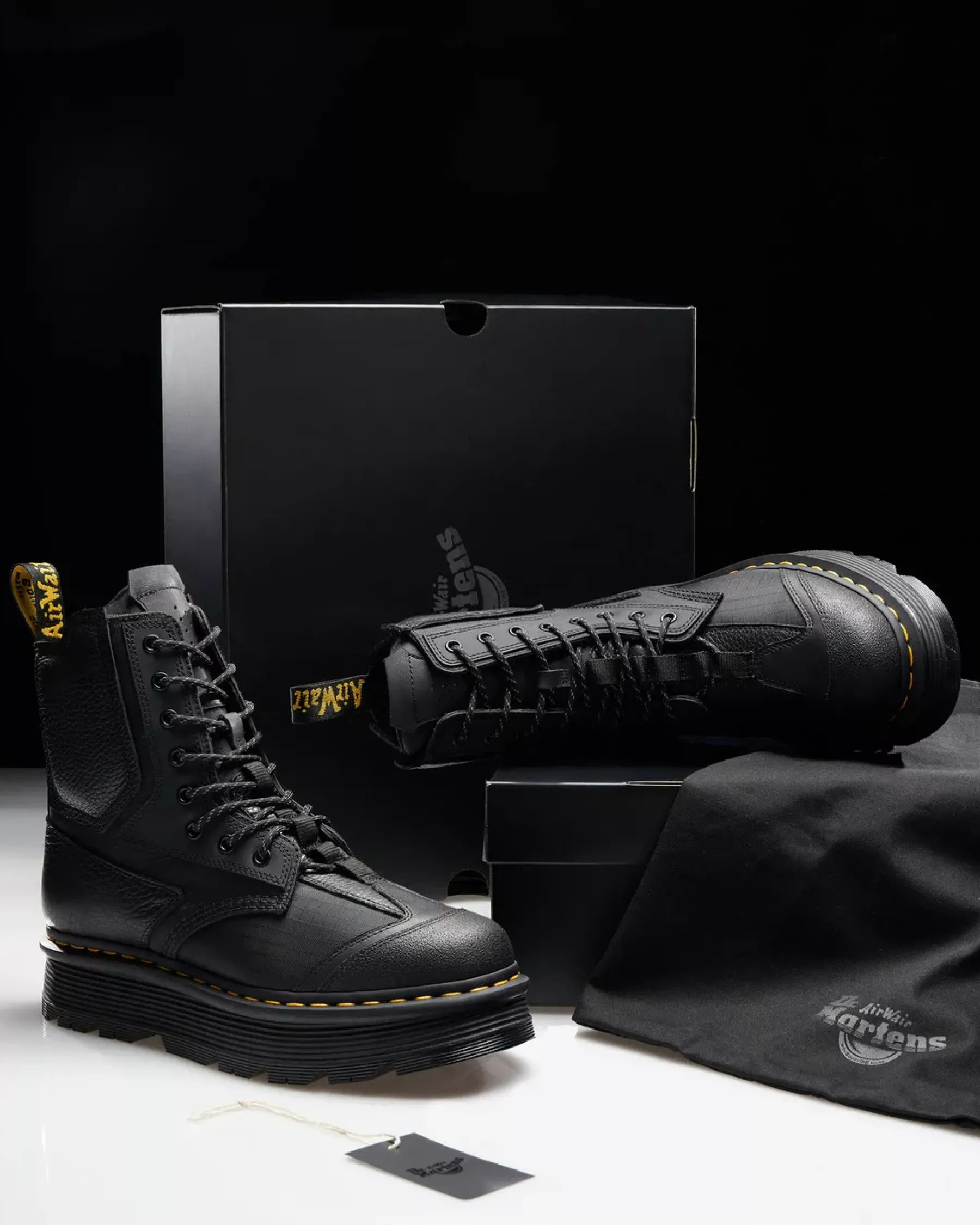 Originals|Platform Boots>Dr. Martens 1460 Beta Zebzag Platform Boots Black — Lunar+Sorento+Hub Ripstop