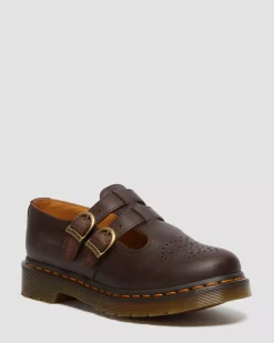 Originals|Bestsellers>Dr. Martens 8065 Crazy Horse Leather Mary Jane Shoes Dark Brown — Crazy Horse