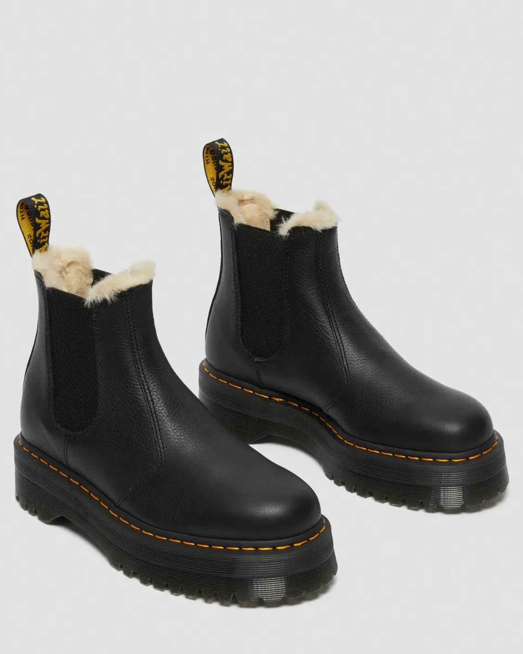 Platform Boots|Winter Boots>Dr. Martens 2976 Faux Fur Lined Platform Chelsea Boots Black — Pisa