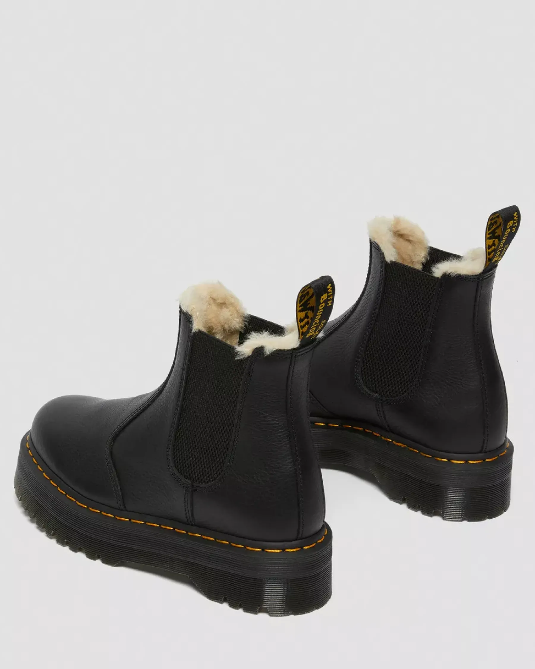 Platform Boots|Winter Boots>Dr. Martens 2976 Faux Fur Lined Platform Chelsea Boots Black — Pisa