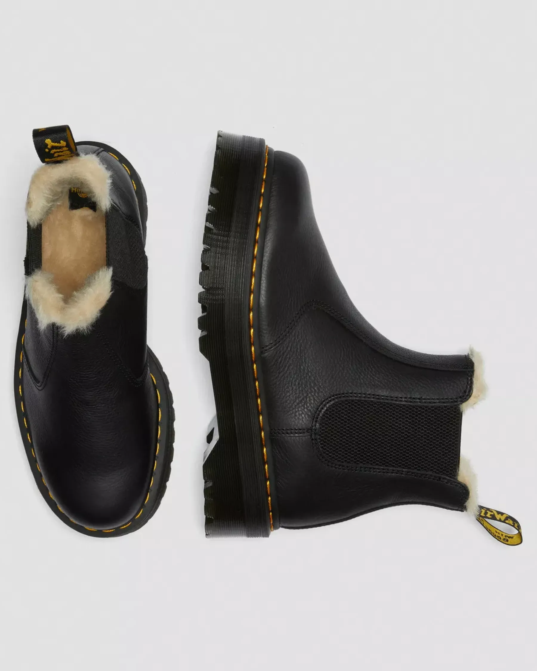 Platform Boots|Winter Boots>Dr. Martens 2976 Faux Fur Lined Platform Chelsea Boots Black — Pisa