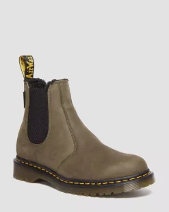 Sale|Originals>Dr. Martens 2976 Fleece Lined Leather Chelsea Boots DMS OLIVE — Archive Pull Up