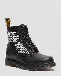 Originals|Ankle Boots>Dr. Martens 1460 Futura Embroidered Leather Lace Up Boots Black — Nappa Leather