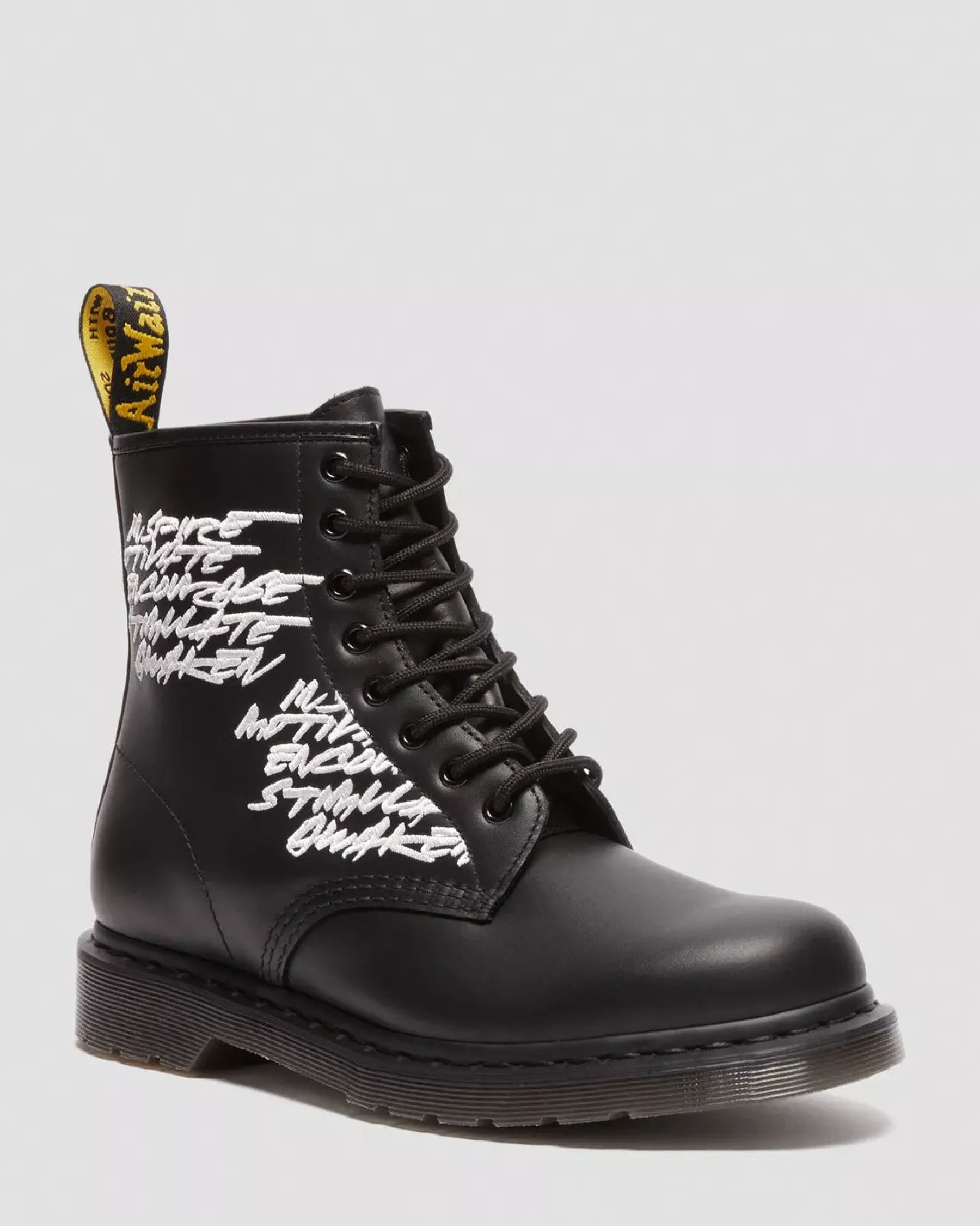Originals|Ankle Boots>Dr. Martens 1460 Futura Embroidered Leather Lace Up Boots Black — Nappa Leather