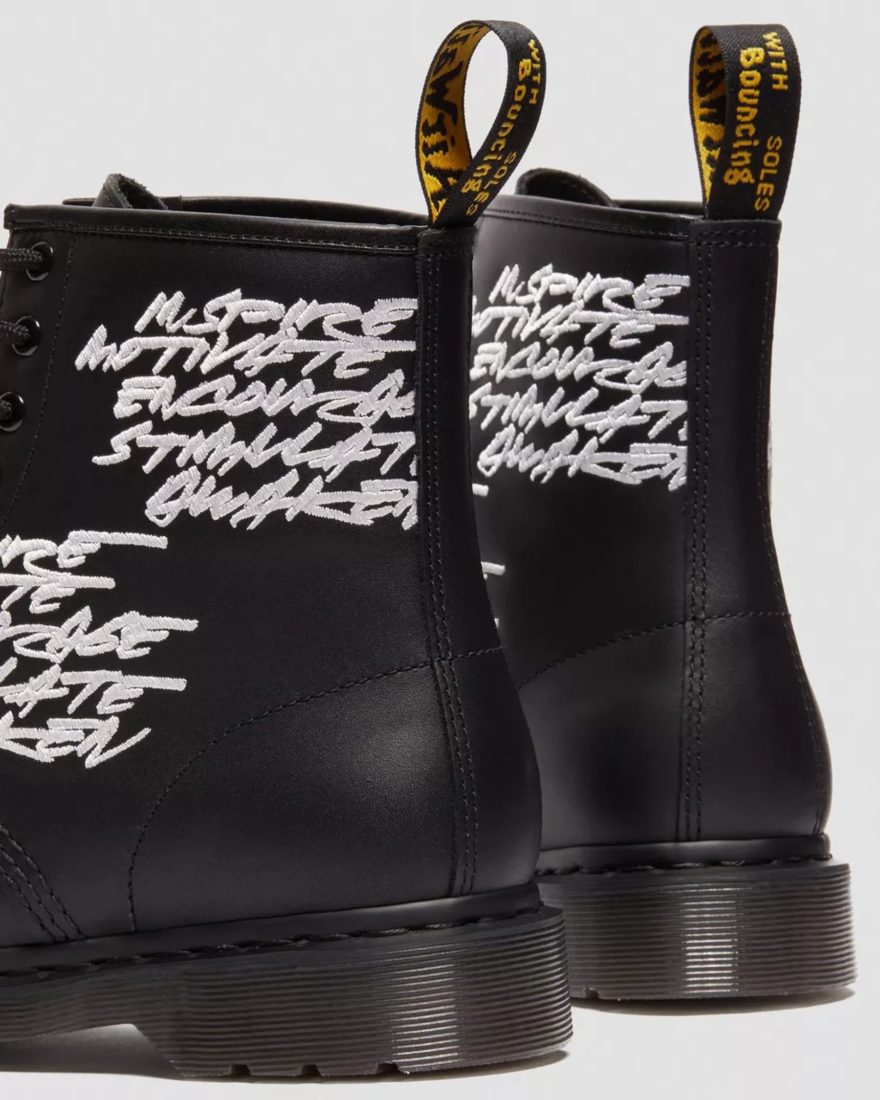 Originals|Ankle Boots>Dr. Martens 1460 Futura Embroidered Leather Lace Up Boots Black — Nappa Leather