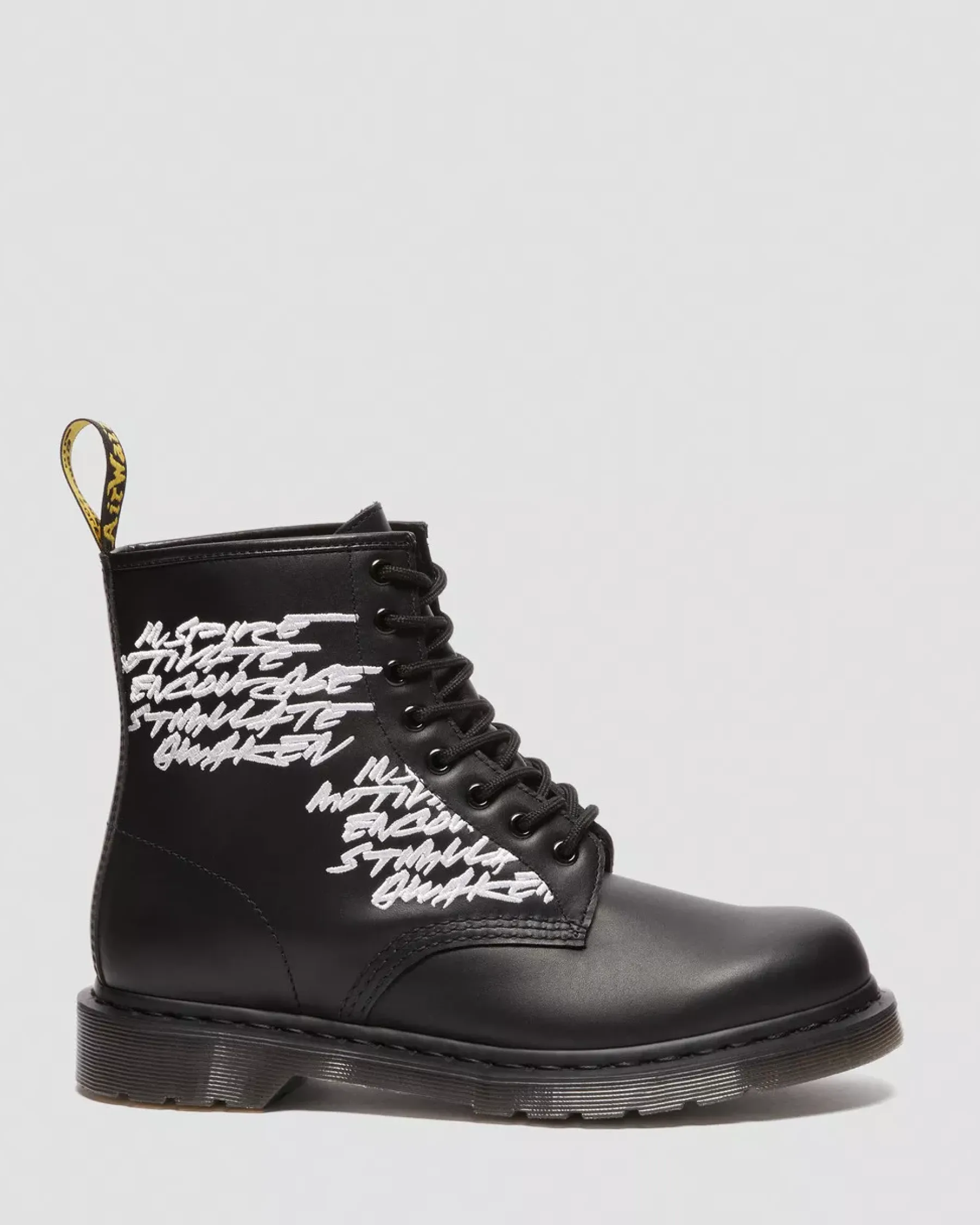 Originals|Ankle Boots>Dr. Martens 1460 Futura Embroidered Leather Lace Up Boots Black — Nappa Leather