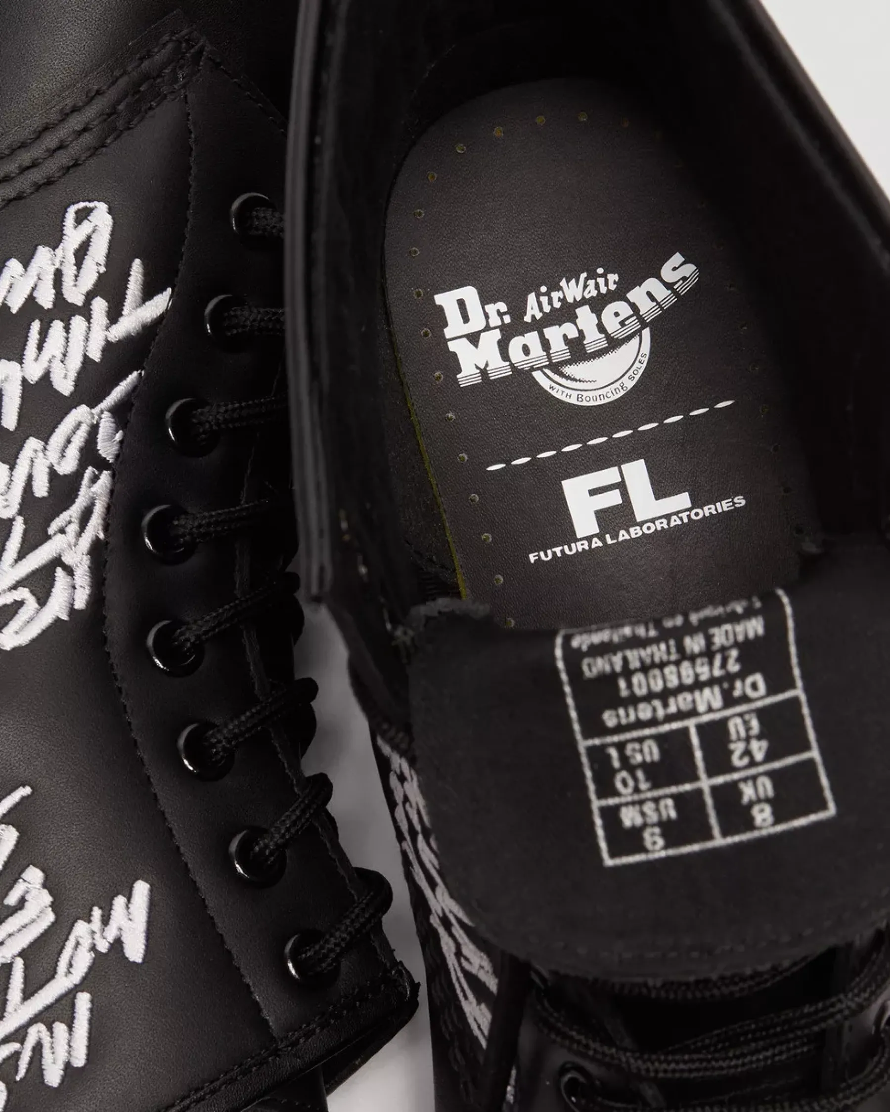 Originals|Ankle Boots>Dr. Martens 1460 Futura Embroidered Leather Lace Up Boots Black — Nappa Leather