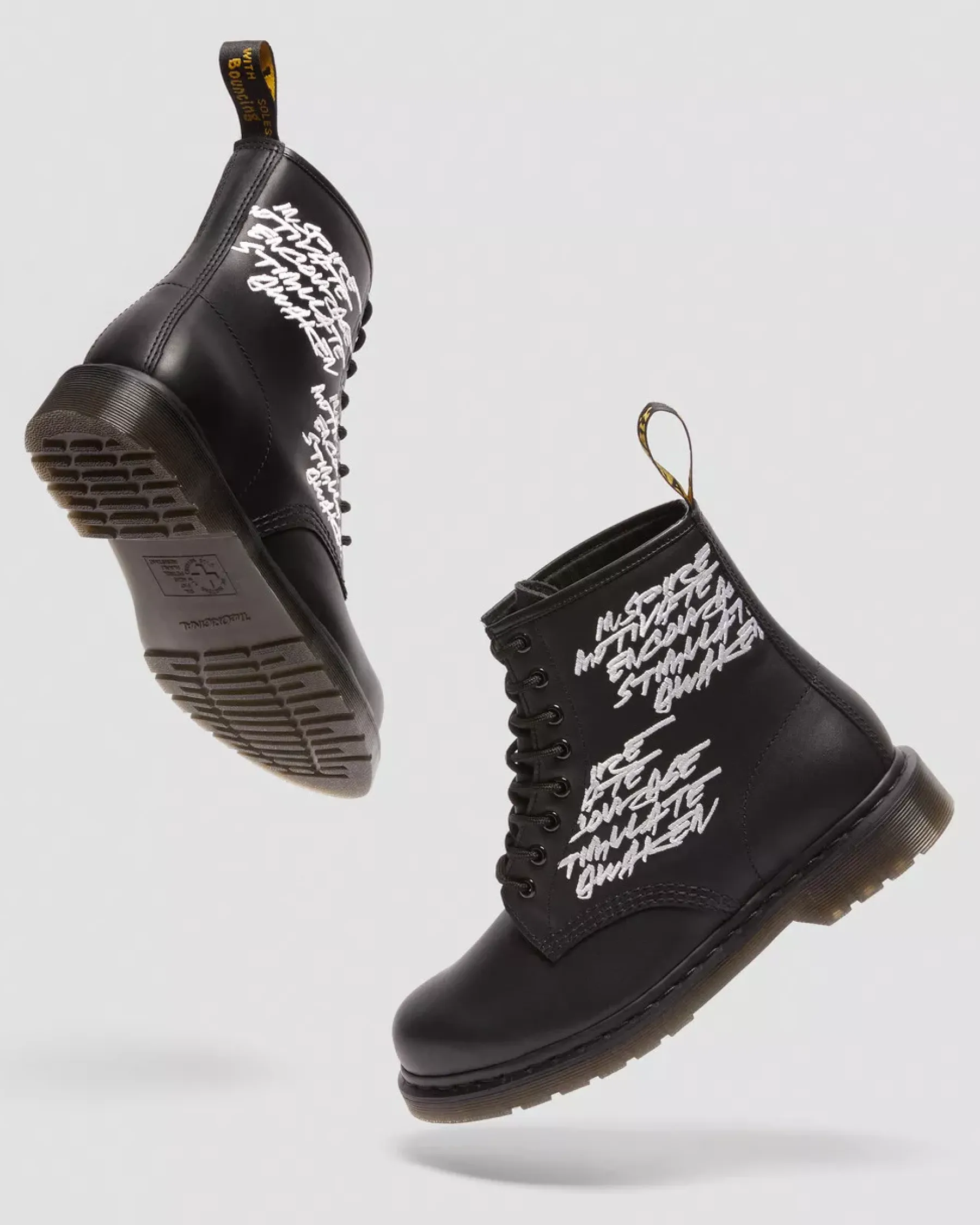 Originals|Ankle Boots>Dr. Martens 1460 Futura Embroidered Leather Lace Up Boots Black — Nappa Leather