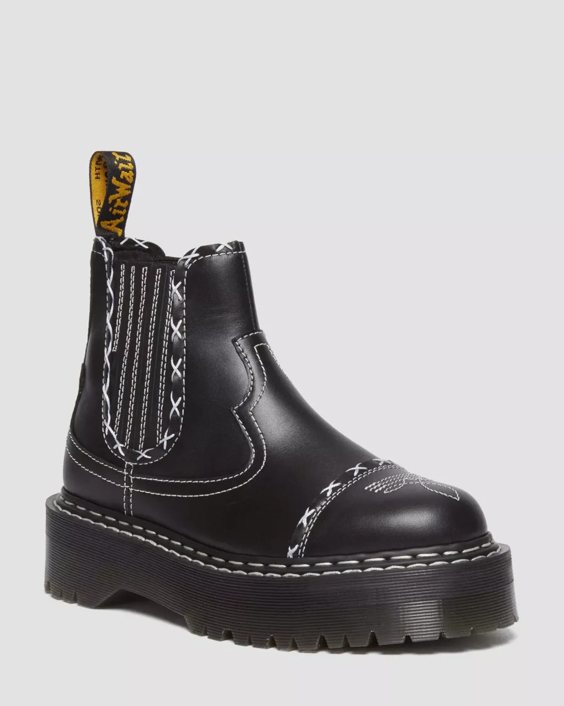 Originals|Platform Boots>Dr. Martens 2976 Gothic Americana Leather Platform Chelsea Boots Black — Wanama