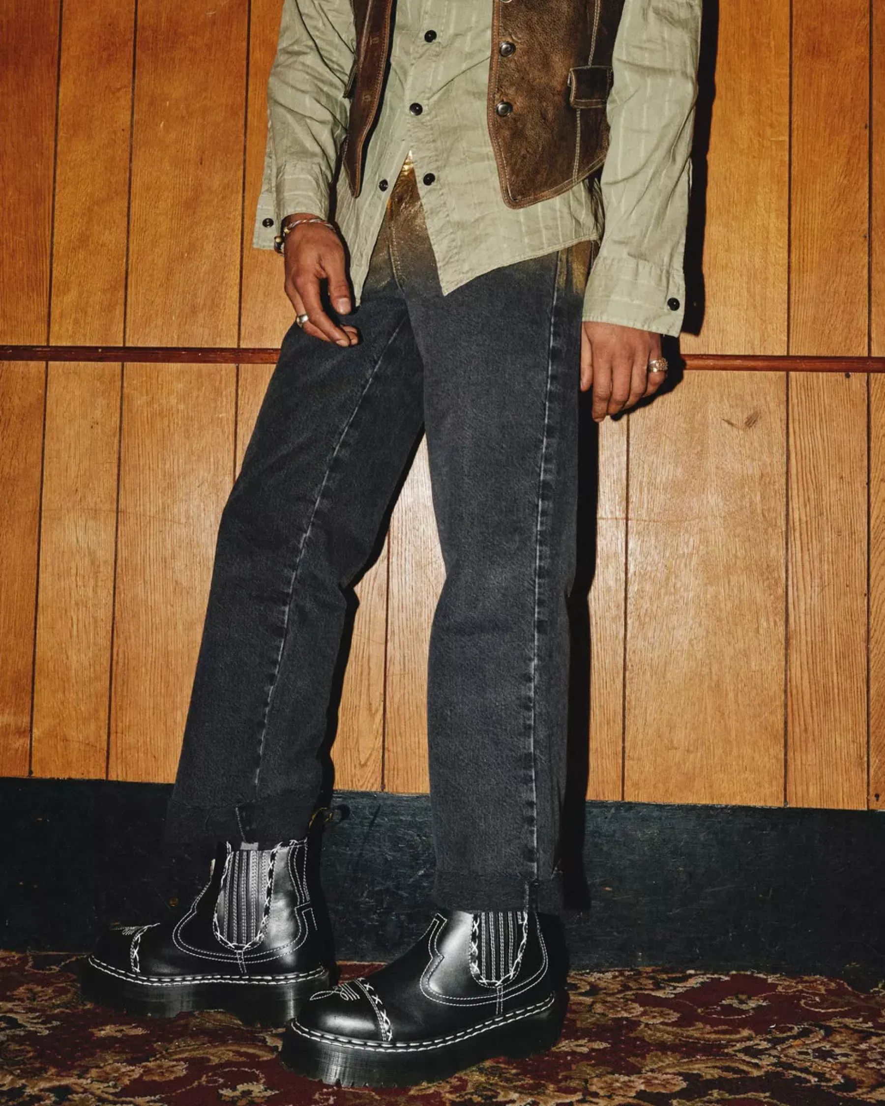 Originals|Platform Boots>Dr. Martens 2976 Gothic Americana Leather Platform Chelsea Boots Black — Wanama