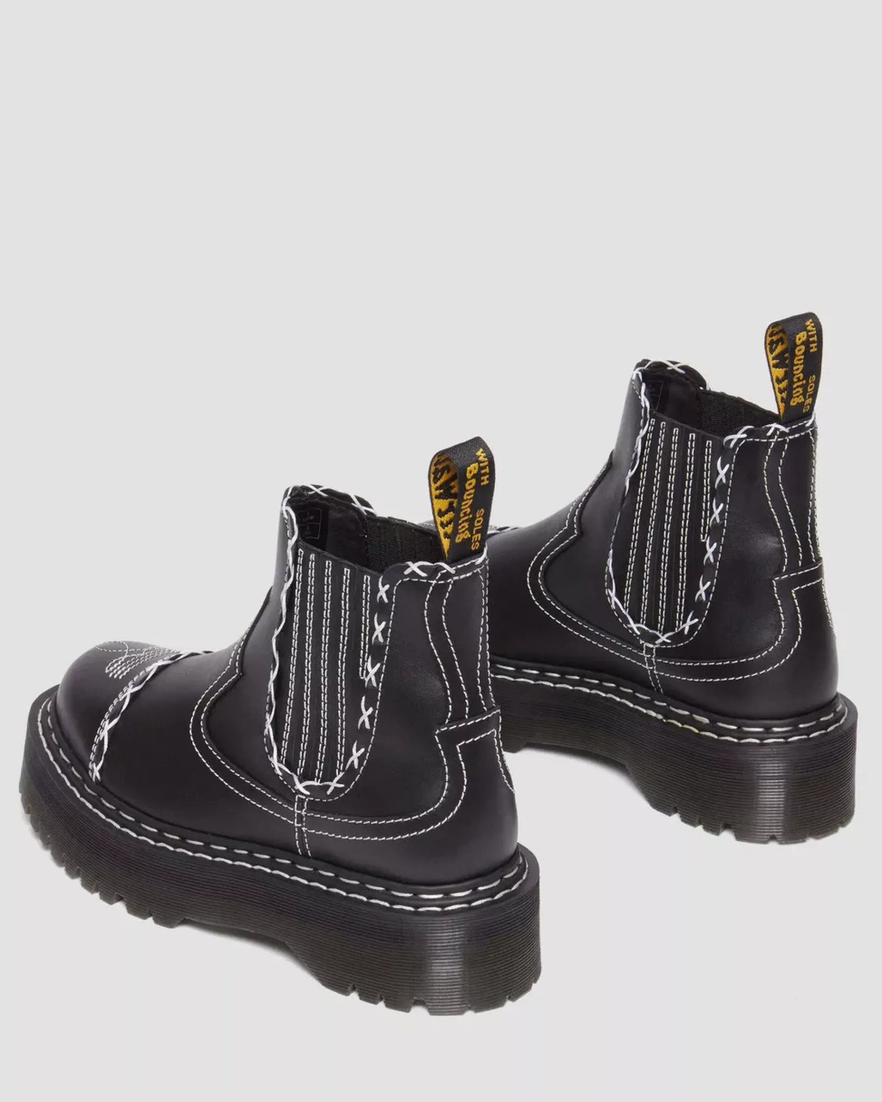 Originals|Platform Boots>Dr. Martens 2976 Gothic Americana Leather Platform Chelsea Boots Black — Wanama