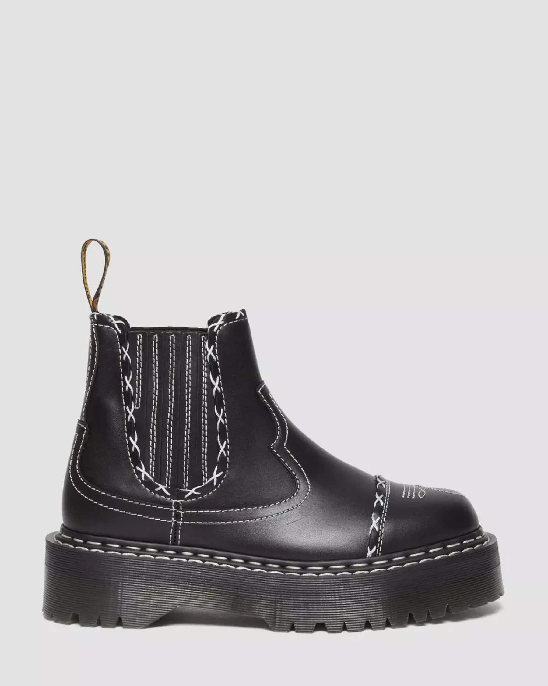 Originals|Platform Boots>Dr. Martens 2976 Gothic Americana Leather Platform Chelsea Boots Black — Wanama