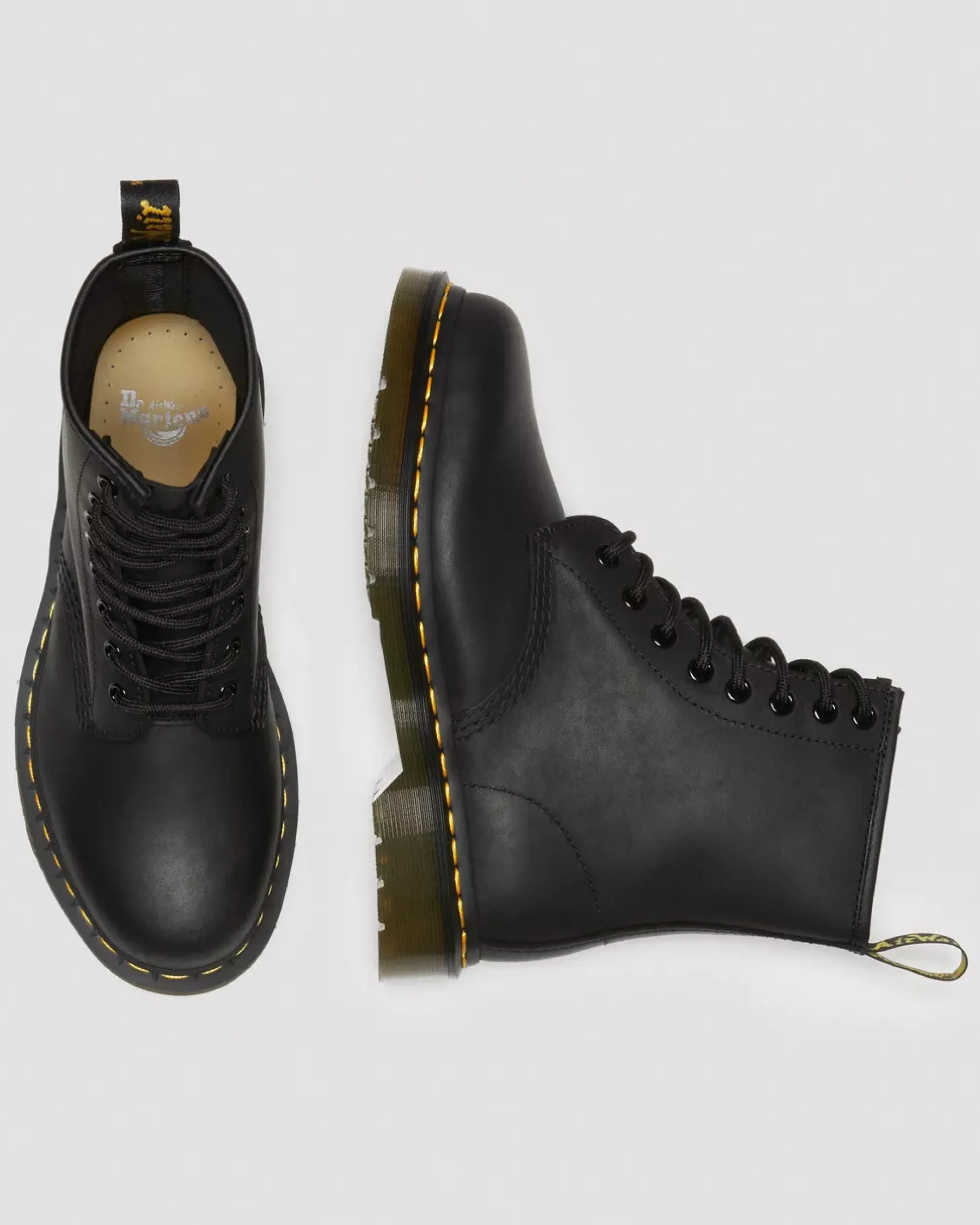 Originals|Ankle Boots>Dr. Martens 1460 Greasy Leather Lace Up Boots Black — Greasy
