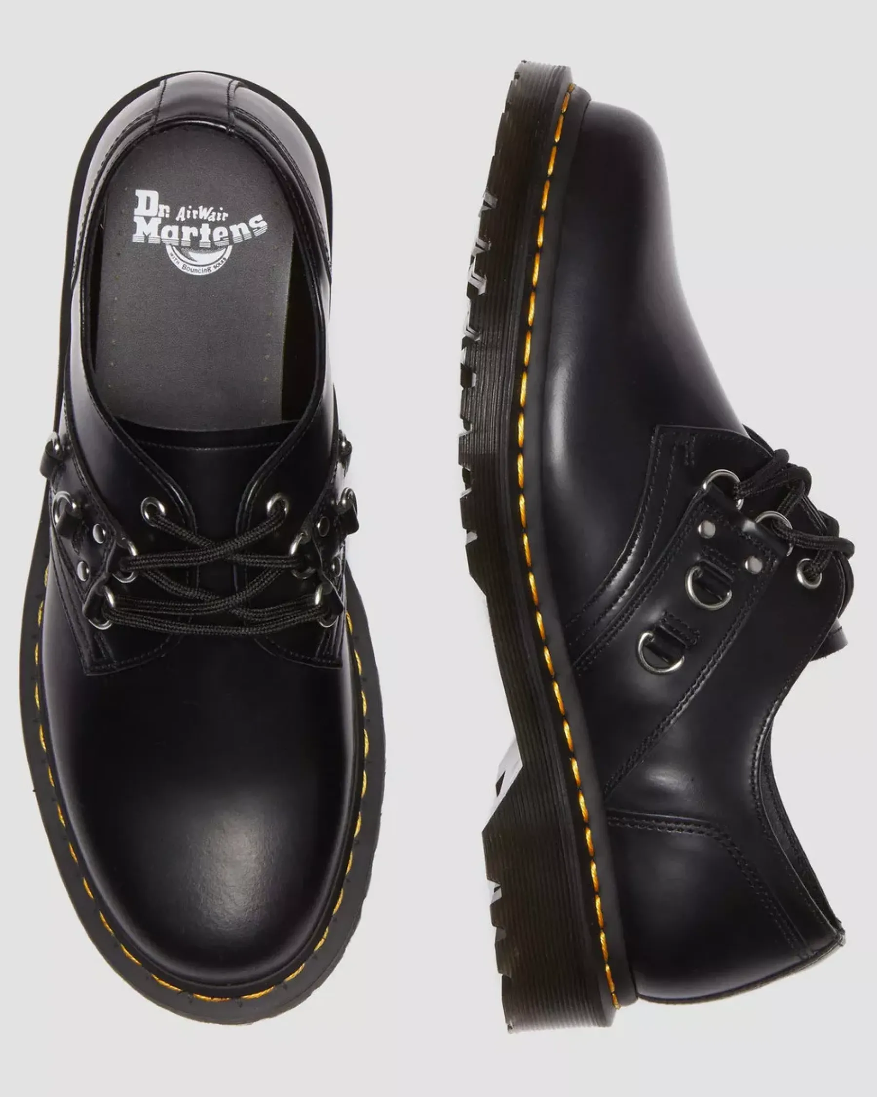 Originals|Shoes>Dr. Martens 1461 Hardware Polished Smooth Leather Oxford Shoes Black — Polished Smooth