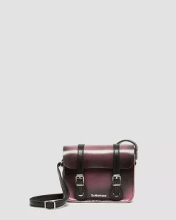 Accessories|Bags>Dr. Martens 7 Inch Distressed Leather Crossbody Bag Black+Fondant Pink — Two Tone Rub Off+Kiev