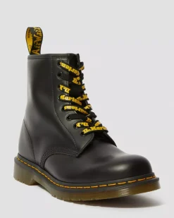 Laces|Accessories>Dr. Martens 55 Inch Flat Shoe Laces (8-10 Eye) Black+Yellow — Tetoron