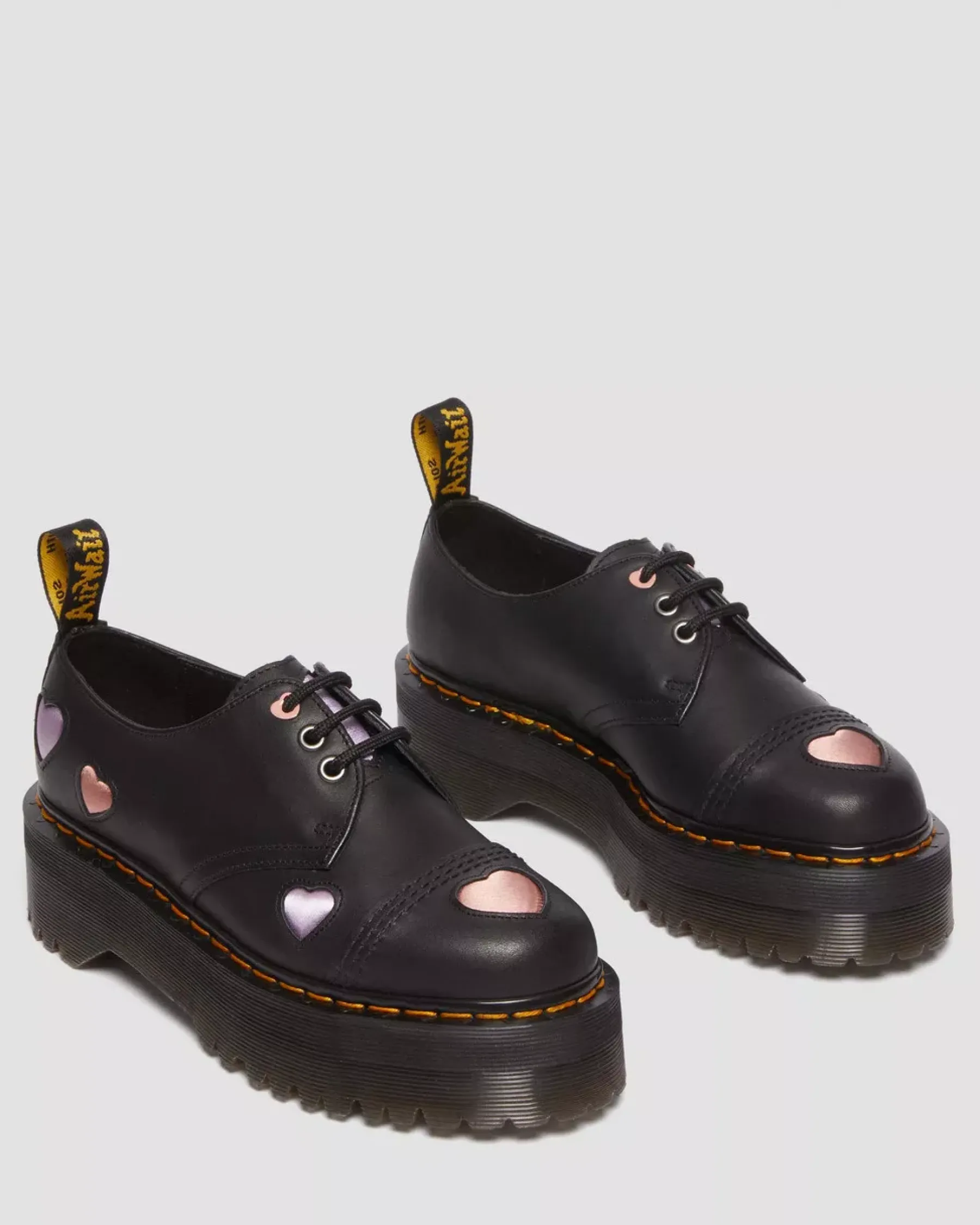 Platforms>Dr. Martens 1461 Leather Heart Platform Shoes Black — Lapstone+Satin Lux