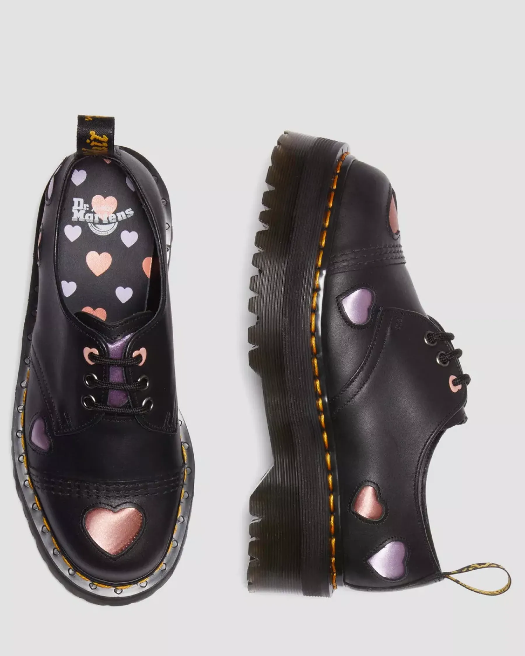 Platforms>Dr. Martens 1461 Leather Heart Platform Shoes Black — Lapstone+Satin Lux