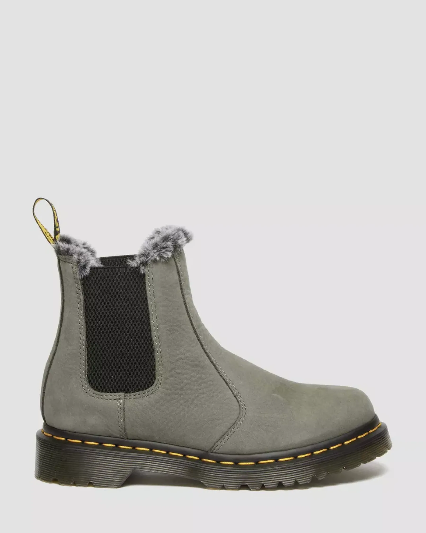 Sale|Winter Boots>Dr. Martens 2976 Leonore Faux Fur Lined Nubuck Chelsea Boots NICKEL GREY — Milled Nubuck Wp
