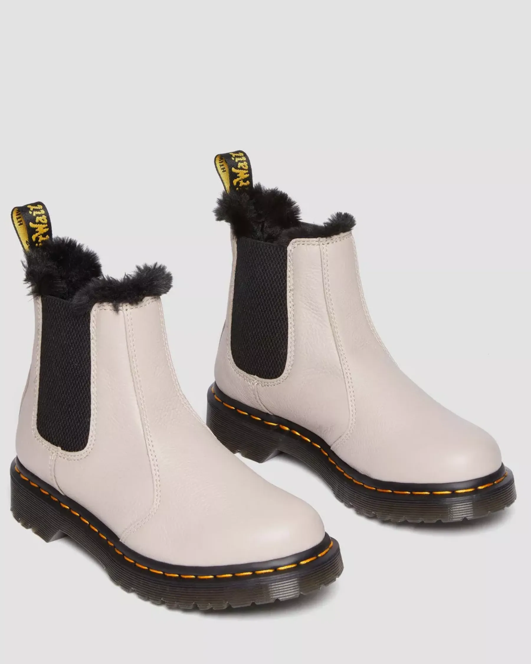 Sale|Originals>Dr. Martens 2976 Leonore Faux Fur-Lined Virginia Leather Chelsea Boots VINTAGE TAUPE — Virginia