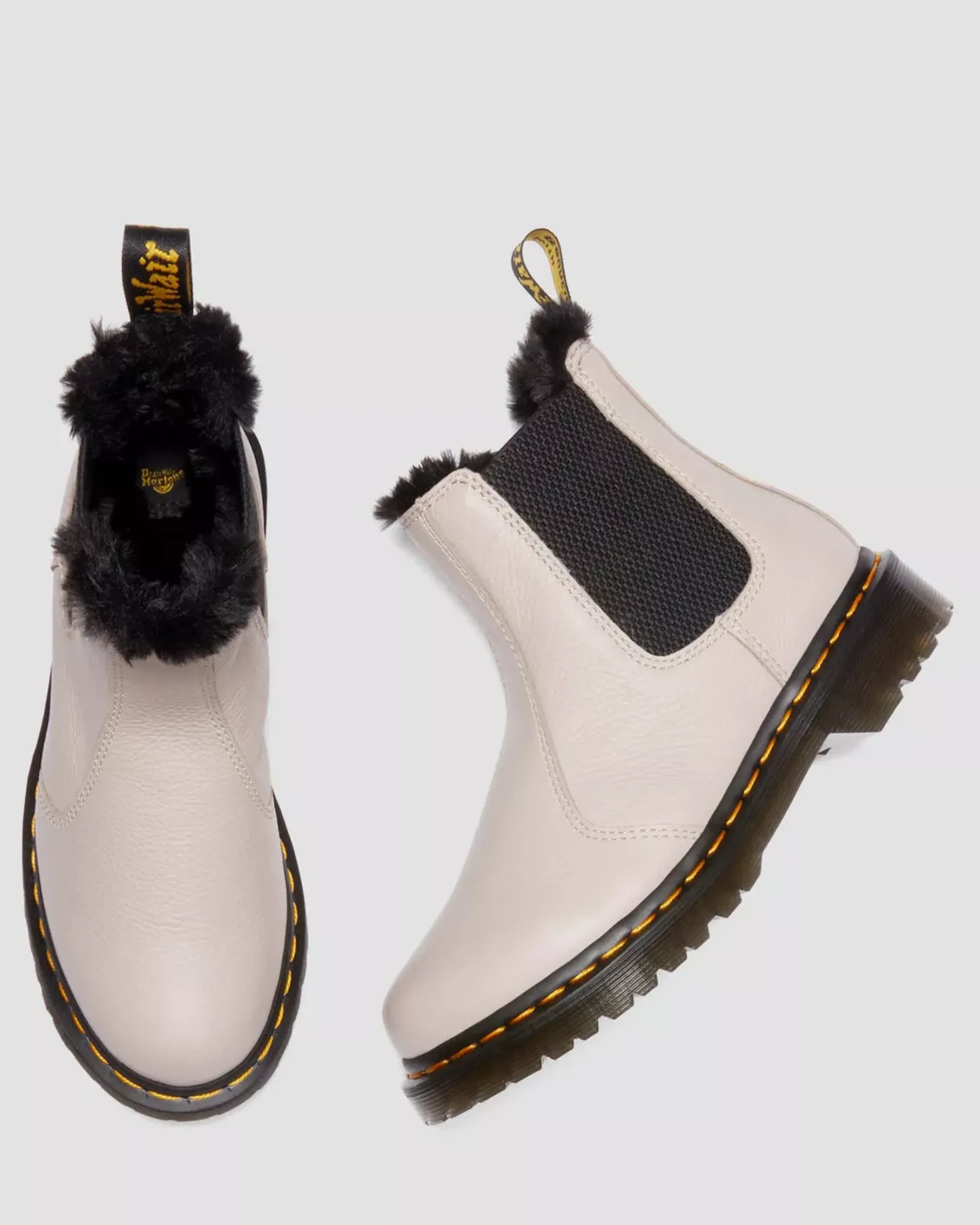 Sale|Originals>Dr. Martens 2976 Leonore Faux Fur-Lined Virginia Leather Chelsea Boots VINTAGE TAUPE — Virginia
