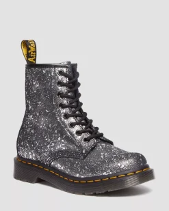 Sale|Originals>Dr. Martens 1460 Metallic Splatter Suede Lace Up Boots Black — Metallic Paint Splatter Suede