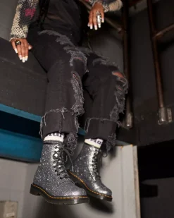 Sale|Originals>Dr. Martens 1460 Metallic Splatter Suede Lace Up Boots Black — Metallic Paint Splatter Suede