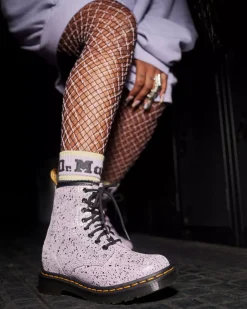 Sale|Originals>Dr. Martens 1460 Metallic Splatter Suede Lace Up Boots Lilac — Metallic Paint Splatter Suede