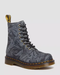Sale|Originals>Dr. Martens 1460 Pascal Marbled Suede Lace Up Boots Black+Grey — Marbled Suede