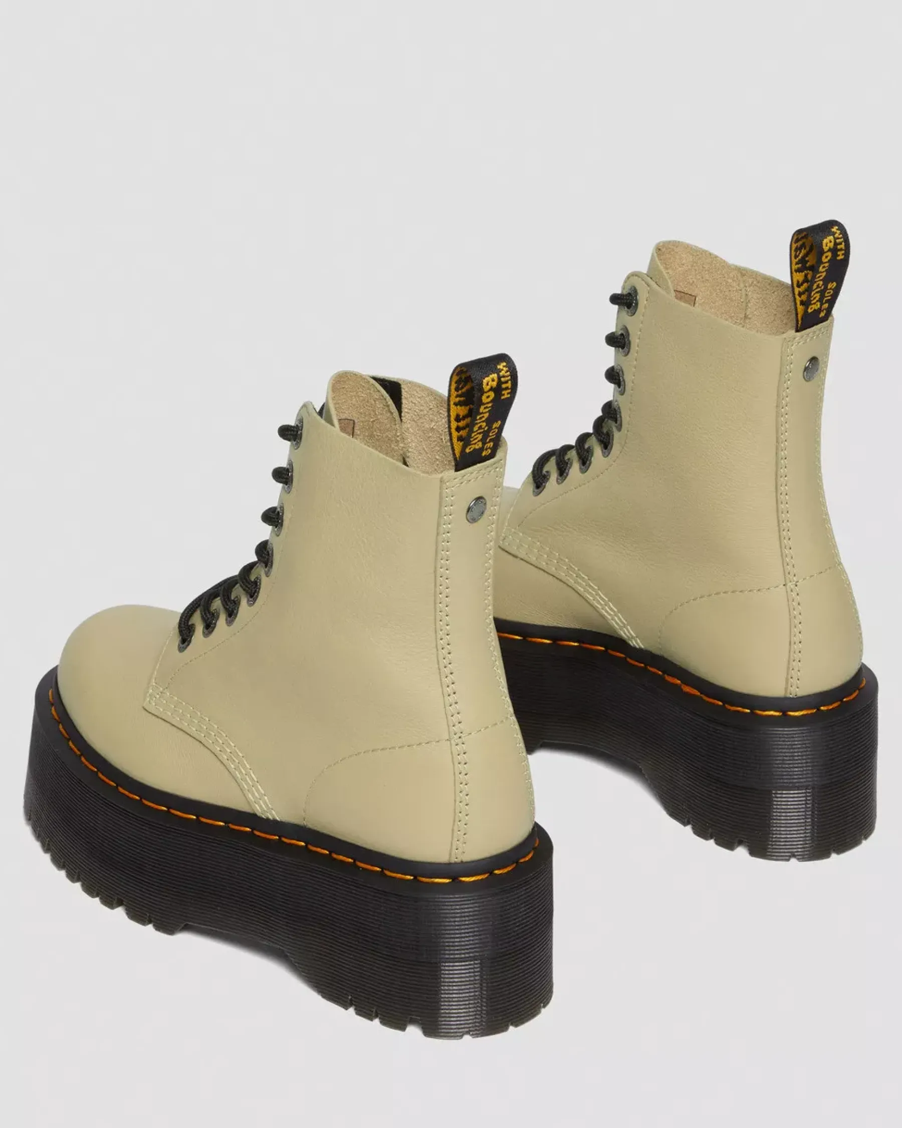 Originals|Platform Boots>Dr. Martens 1460 Pascal Max Leather Platform Boots Pale Olive — Pisa