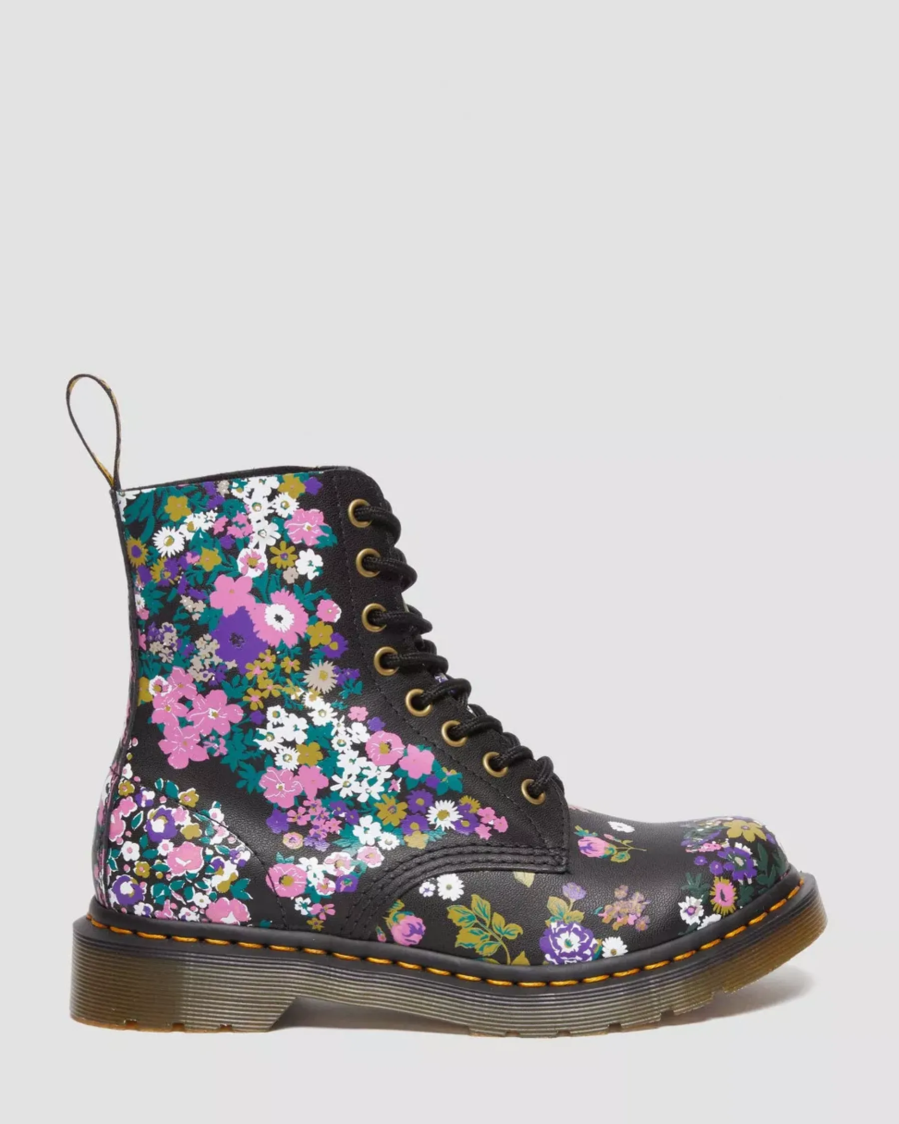 Sale|Ankle Boots>Dr. Martens 1460 Pascal Women's Vintage Floral Leather Lace Up Boots BLACK+MULTI — Vintage Floral Backhand