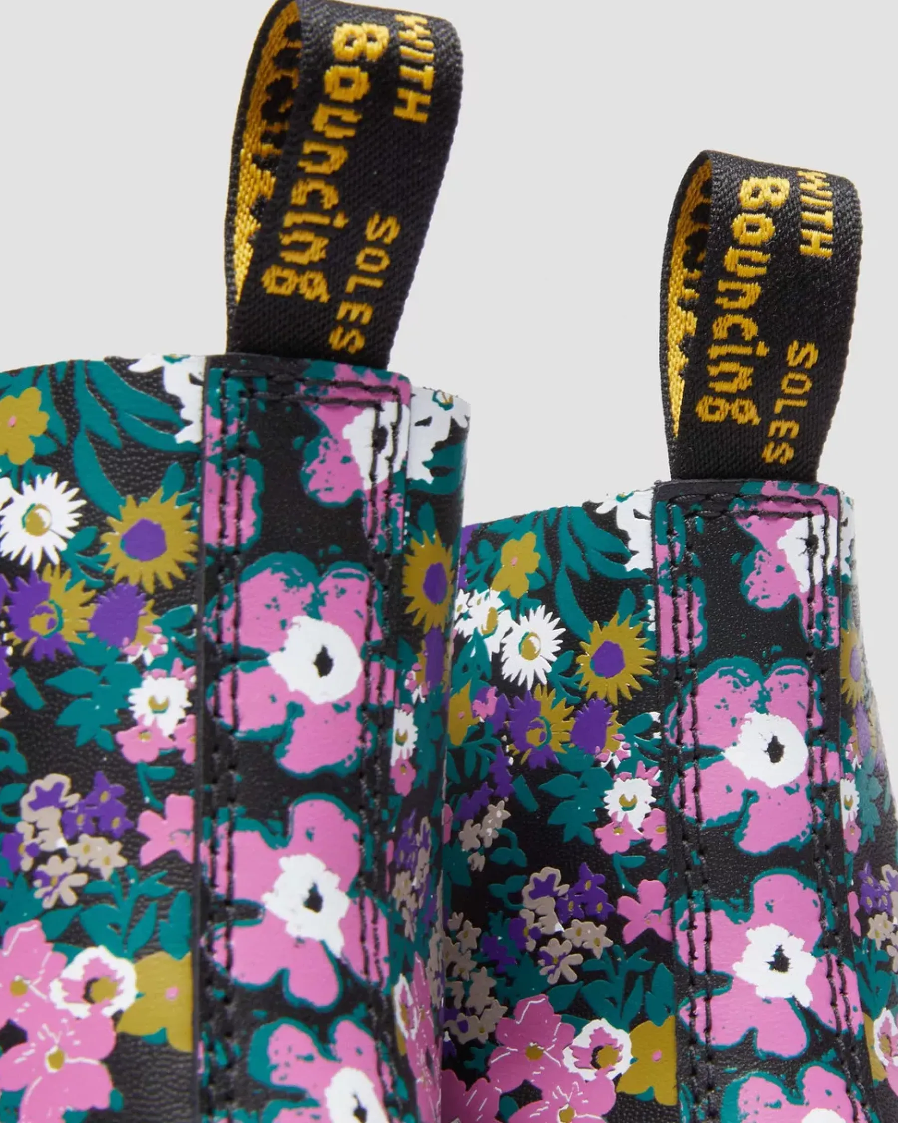 Sale|Ankle Boots>Dr. Martens 1460 Pascal Women's Vintage Floral Leather Lace Up Boots BLACK+MULTI — Vintage Floral Backhand