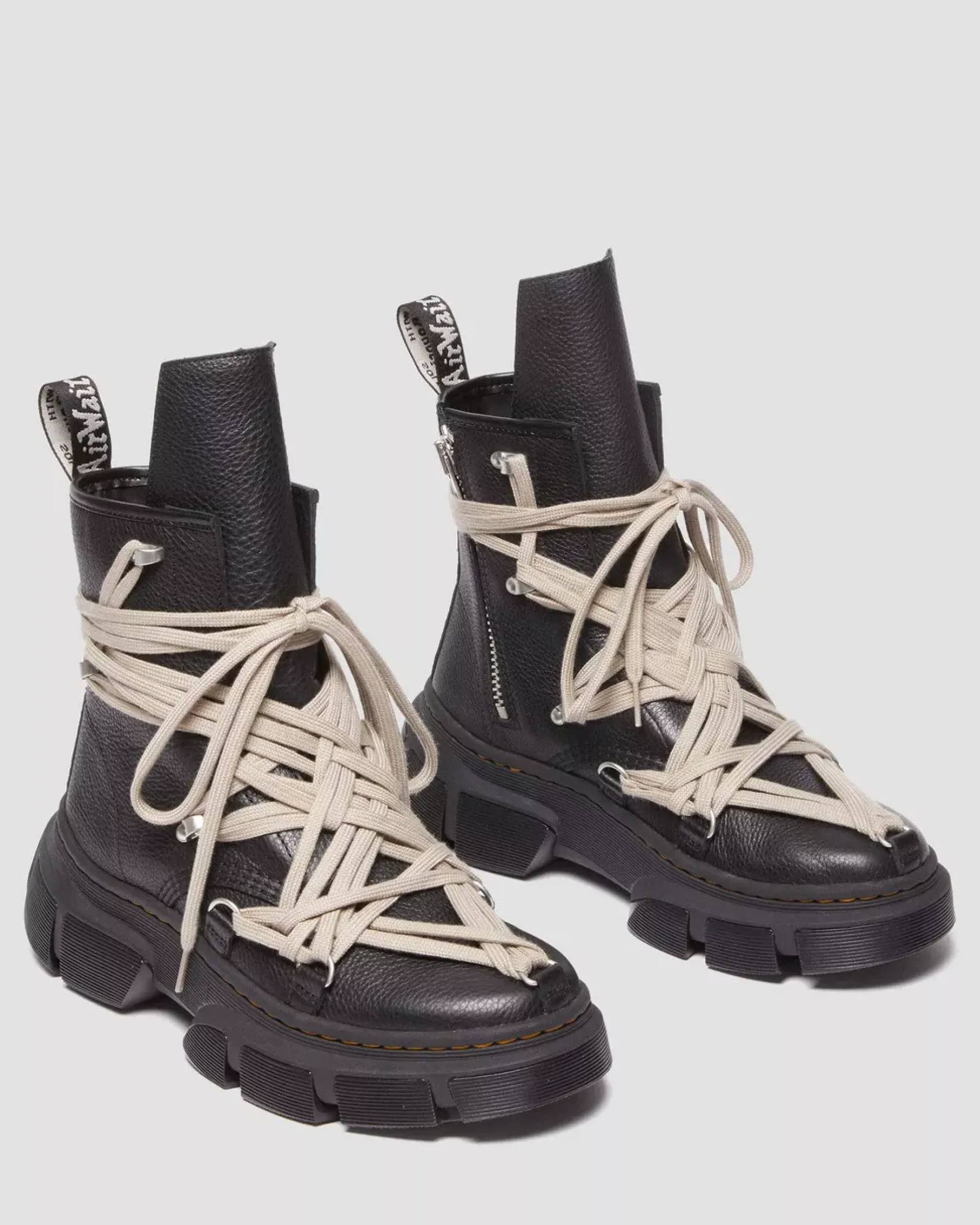 Ankle Boots|Boots>Dr. Martens 1460 Rick Owens DMXL Megalace Leather Lace Up Boots Black — Lunar
