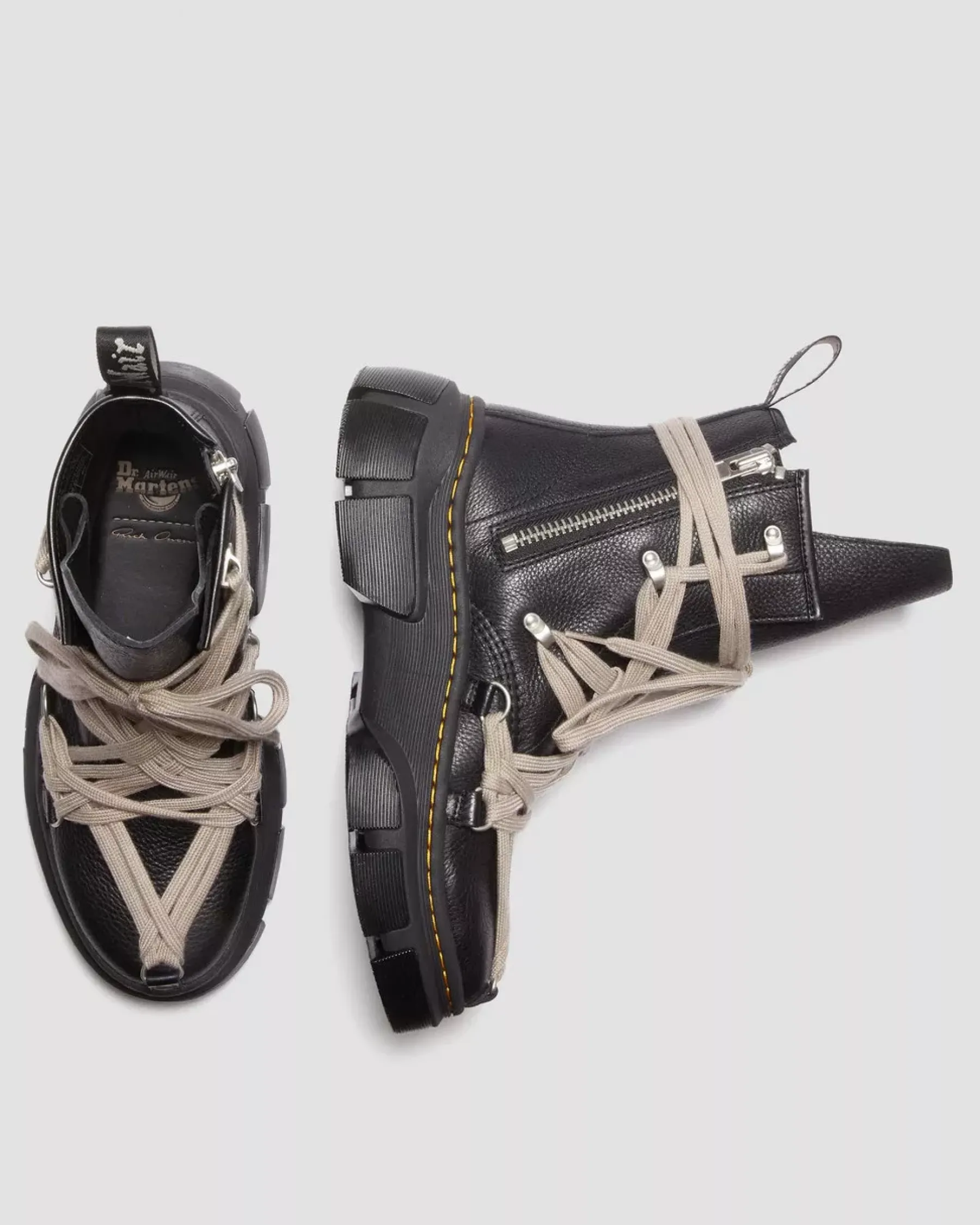 Ankle Boots|Boots>Dr. Martens 1460 Rick Owens DMXL Megalace Leather Lace Up Boots Black — Lunar