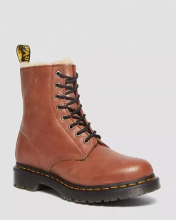 Originals|Winter Boots>Dr. Martens 1460 Serena Women's Faux Fur-Lined Leather Boots Tan — Farrier