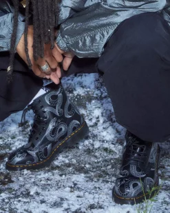Originals|Ankle Boots>Dr. Martens 1460 Serpent Print Leather Lace Up Boots BLACK — Wild Serpent Smooth