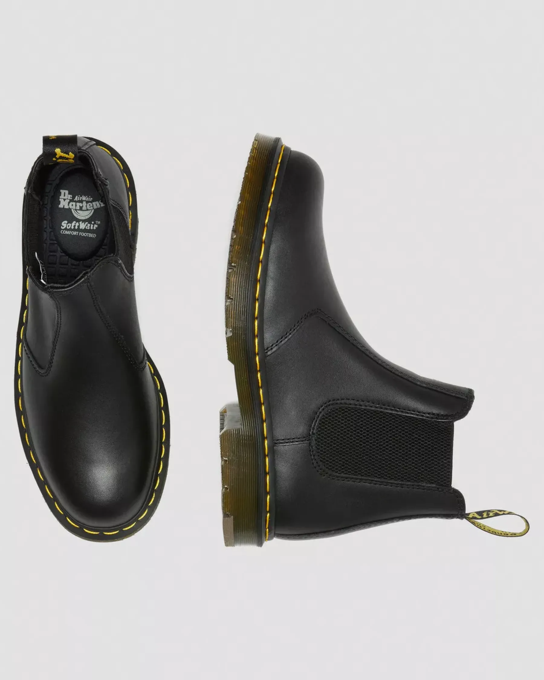 Bestsellers|Ankle Boots>Dr. Martens 2976 Slip Resistant Leather Chelsea Boots Black — Industrial Full Grain