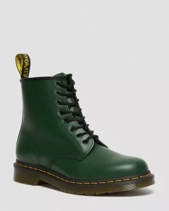 Originals|Ankle Boots>Dr. Martens 1460 Smooth Leather Lace Up Boots Green — Smooth Leather