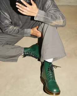 Originals|Ankle Boots>Dr. Martens 1460 Smooth Leather Lace Up Boots Green — Smooth Leather
