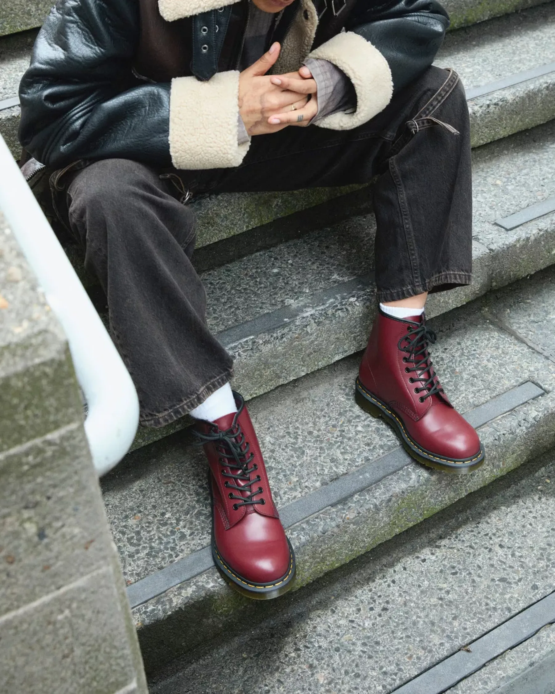 Originals|Bestsellers>Dr. Martens 1460 Smooth Leather Lace Up Boots Cherry Red — Smooth Leather