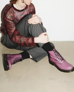 Originals|Ankle Boots>Dr. Martens 1460 Smooth Leather Lace Up Boots Muted Purple — Smooth Leather