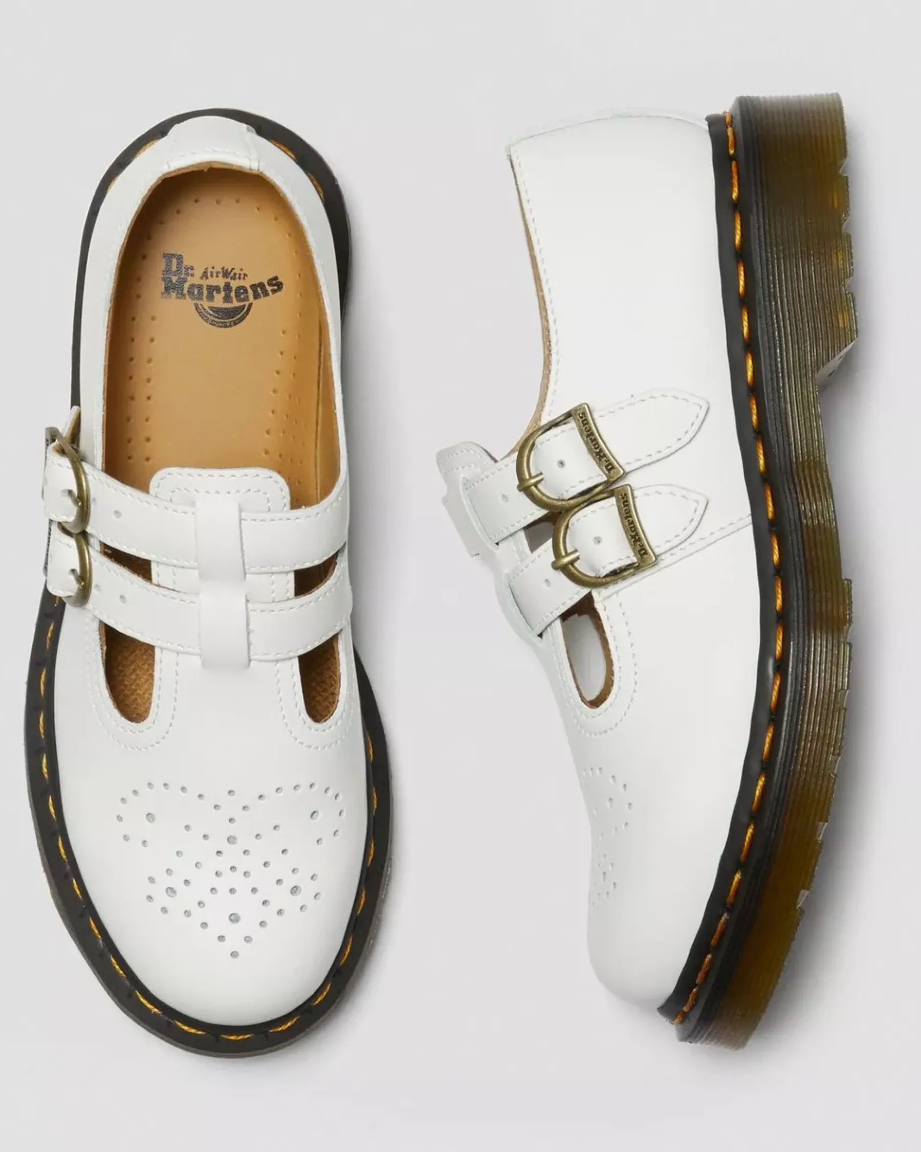 Sale|Originals>Dr. Martens 8065 Smooth Leather Mary Jane Shoes White — Smooth Leather