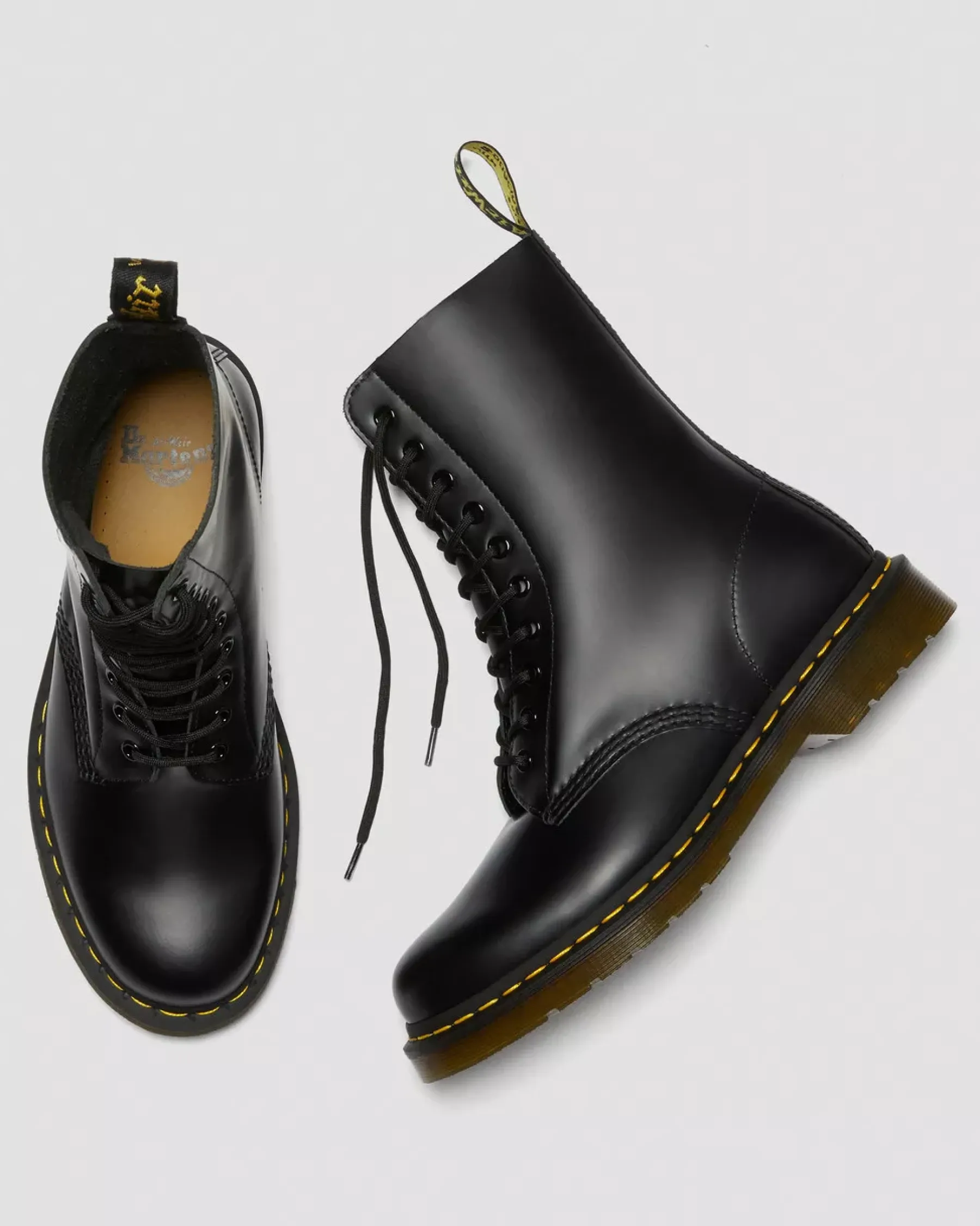 Originals|Ankle Boots>Dr. Martens 1490 Smooth Leather Mid Calf Boots Black — Smooth Leather