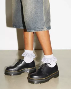 Bestsellers|Platform Shoes>Dr. Martens 1461 Smooth Leather Platform Shoes Black — Polished Smooth
