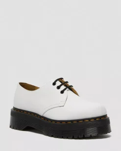 Sale|Platform Shoes>Dr. Martens 1461 Smooth Leather Platform Shoes White — Polished Smooth