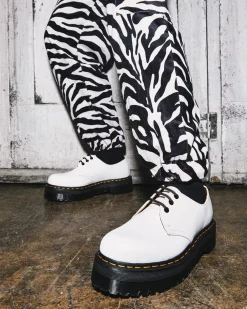 Sale|Platform Shoes>Dr. Martens 1461 Smooth Leather Platform Shoes White — Polished Smooth