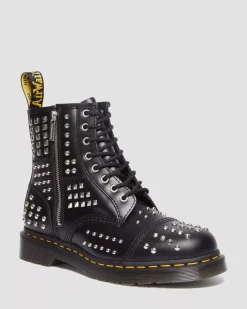 Originals|Ankle Boots>Dr. Martens 1460 Studded Zip Atlas Leather Lace Up Boots Black — Atlas