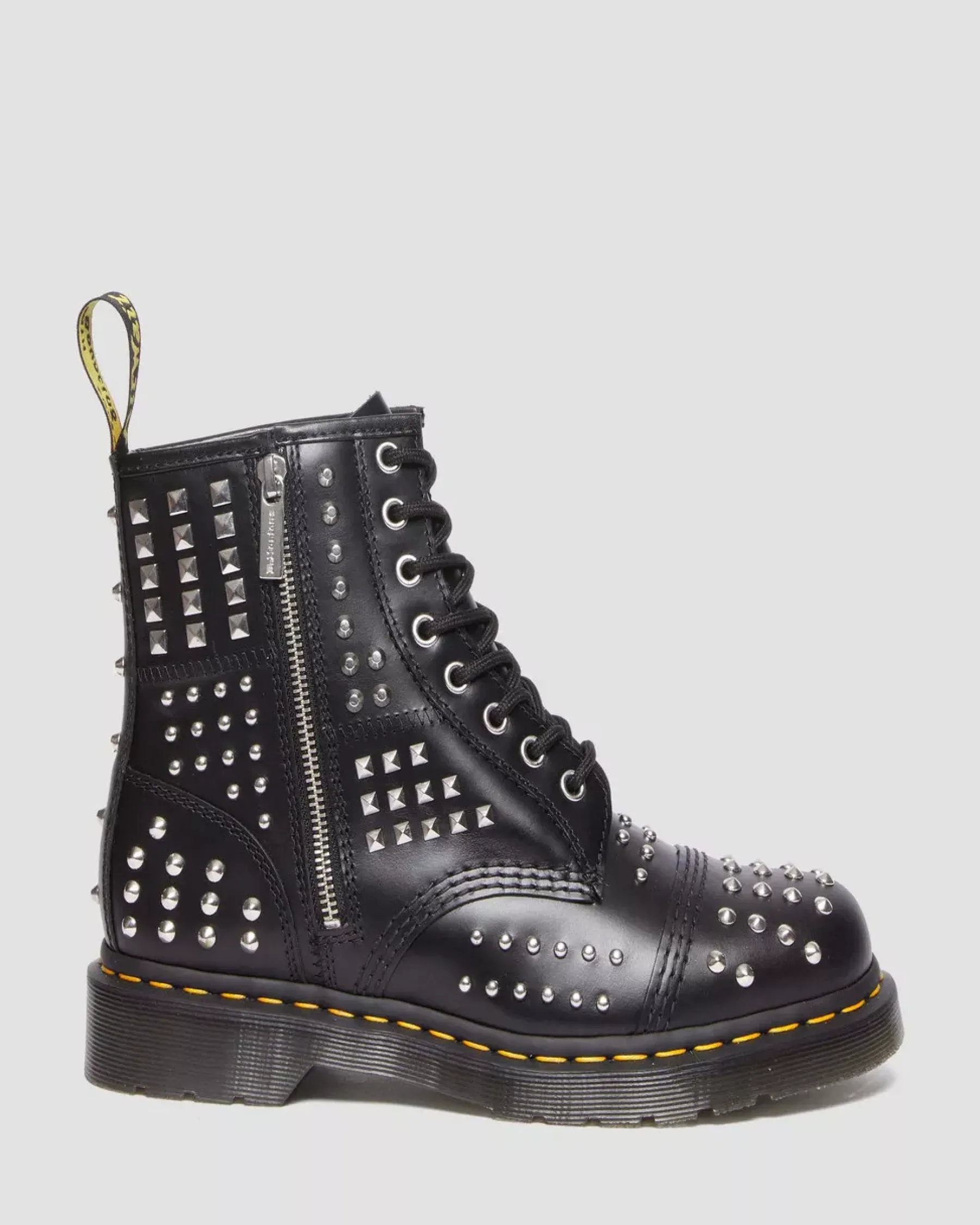 Originals|Ankle Boots>Dr. Martens 1460 Studded Zip Atlas Leather Lace Up Boots Black — Atlas